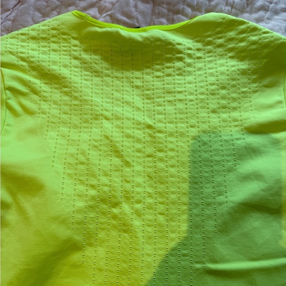 Nike Pro Dri-Fit Running Neon Long Yellow Stretch Athletic Top w Vents L Women - Picture 7 of 10